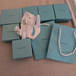 Tiffany & Co. Turquoise Boxes and Bags with White Ribbons